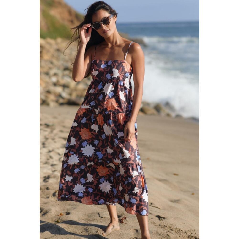 Seafolly Boheme Tiered Floral Cover Up Maxi Dress Size S NWT